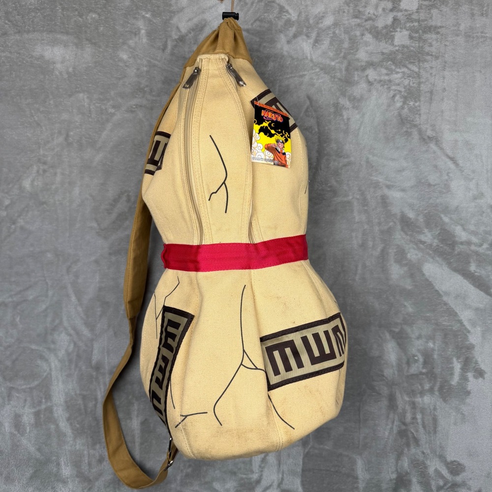 Naruto Gaara Gourd Sling Bag Backpack Tan Canvas Cosplay Anime Flaws